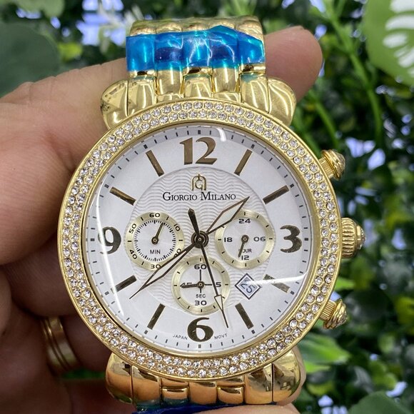 Reloj Giorgio Milano de lujo para mujer, cronógrafo plateado, cristales Swarovsk main image 6